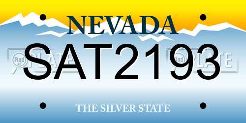 SAT2193 Nevada License Plate