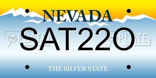 SAT22O Nevada License Plate