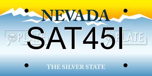 SAT45I Nevada License Plate