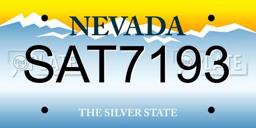 SAT7193 Nevada License Plate