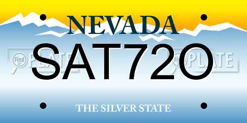 SAT72O Nevada License Plate