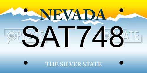 SAT748 Nevada License Plate