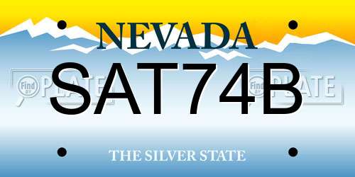 SAT74B Nevada License Plate
