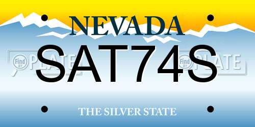 SAT74S Nevada License Plate