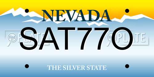 SAT77O Nevada License Plate