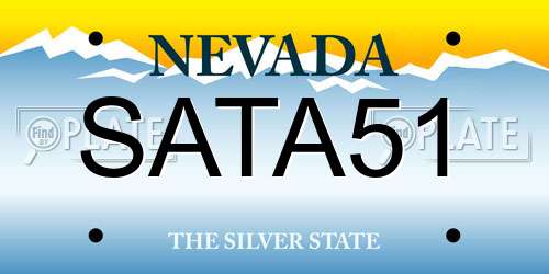 SATA51 Nevada License Plate