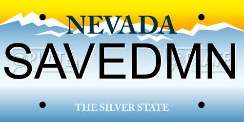SAVEDMN Nevada License Plate