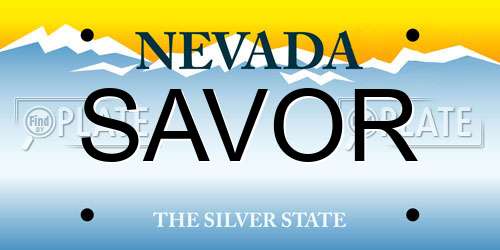 SAVOR Nevada License Plate