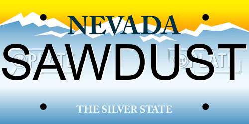 SAWDUST Nevada License Plate