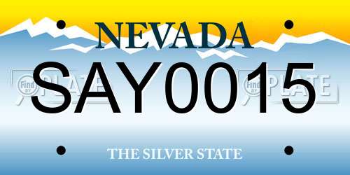 SAY0015 Nevada License Plate