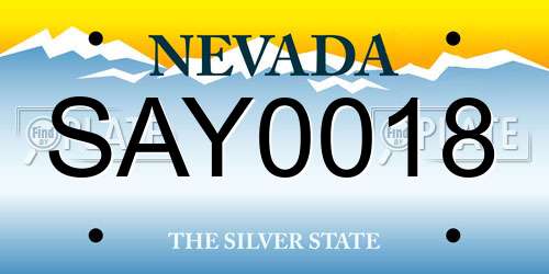SAY0018 Nevada License Plate