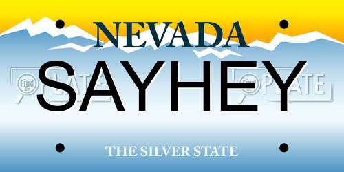 SAYHEY Nevada License Plate