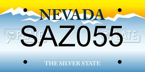 SAZ055 Nevada License Plate