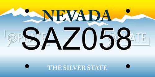SAZ058 Nevada License Plate