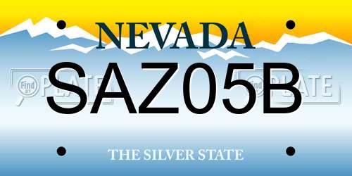 SAZ05B Nevada License Plate