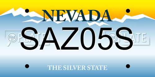 SAZ05S Nevada License Plate