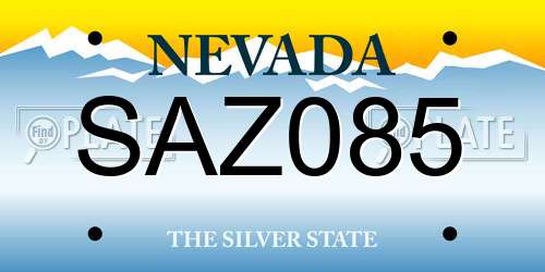SAZ085 Nevada License Plate