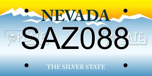 SAZ088 Nevada License Plate