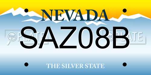 SAZ08B Nevada License Plate