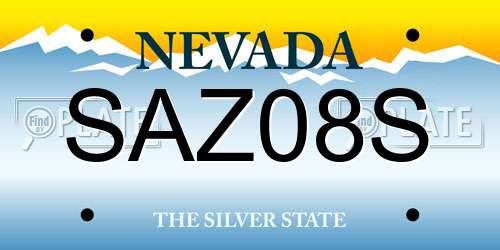 SAZ08S Nevada License Plate