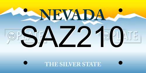 SAZ210 Nevada License Plate