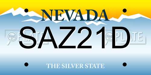 SAZ21D Nevada License Plate