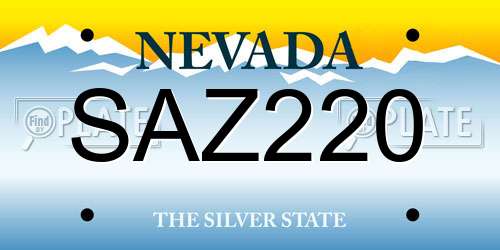 SAZ220 Nevada License Plate