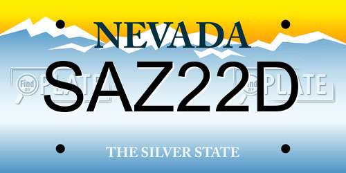 SAZ22D Nevada License Plate