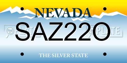 SAZ22O Nevada License Plate