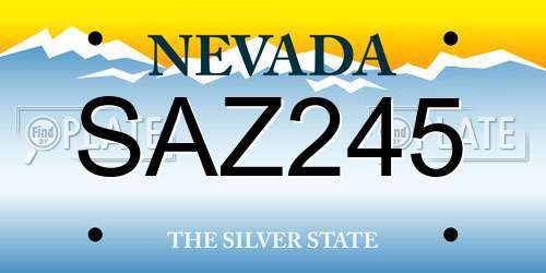 SAZ245 Nevada License Plate