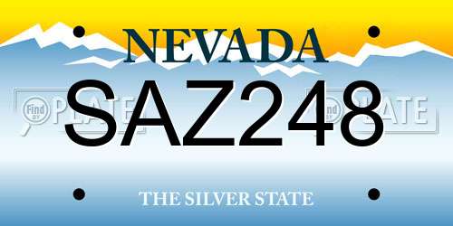 SAZ248 Nevada License Plate
