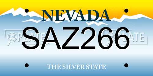 SAZ266 Nevada License Plate