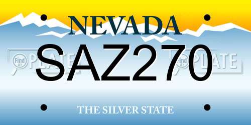 SAZ270 Nevada License Plate
