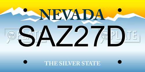 SAZ27D Nevada License Plate