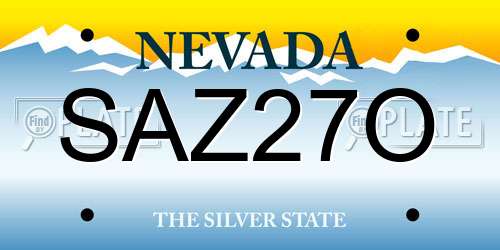 SAZ27O Nevada License Plate
