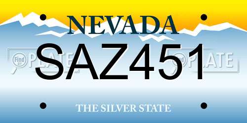SAZ451 Nevada License Plate