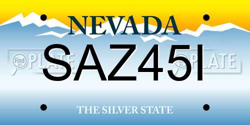SAZ45I Nevada License Plate