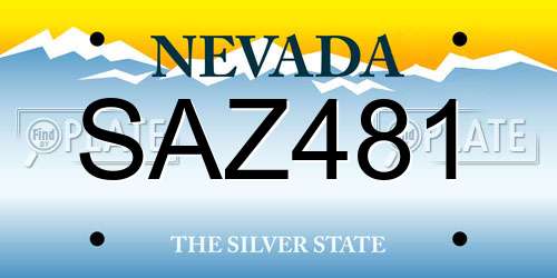 SAZ481 Nevada License Plate