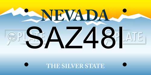 SAZ48I Nevada License Plate