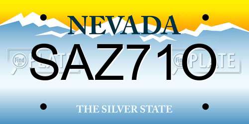 SAZ71O Nevada License Plate