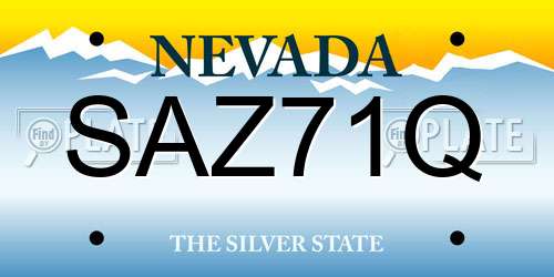SAZ71Q Nevada License Plate