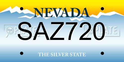 SAZ720 Nevada License Plate