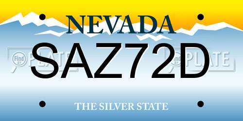 SAZ72D Nevada License Plate