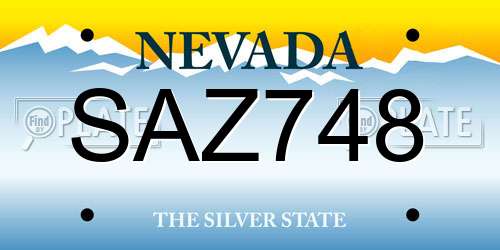 SAZ748 Nevada License Plate