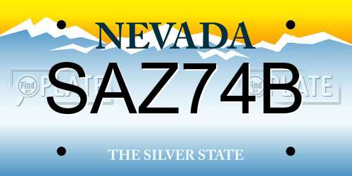 SAZ74B Nevada License Plate