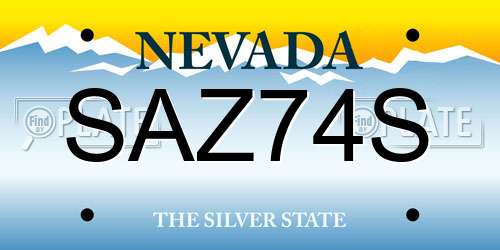 SAZ74S Nevada License Plate
