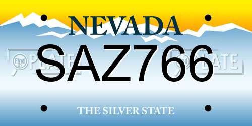 SAZ766 Nevada License Plate