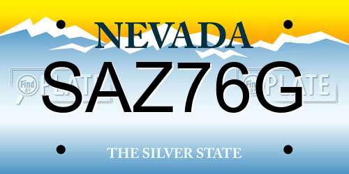 SAZ76G Nevada License Plate