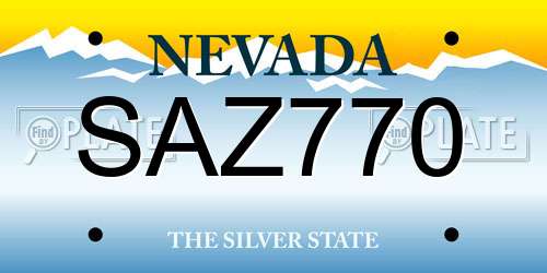 SAZ770 Nevada License Plate