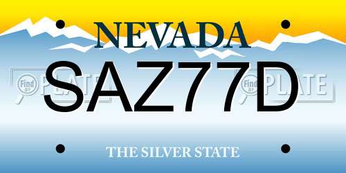 SAZ77D Nevada License Plate